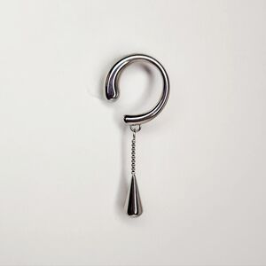 Silver Hoop Cuff Earring with Drop Charm